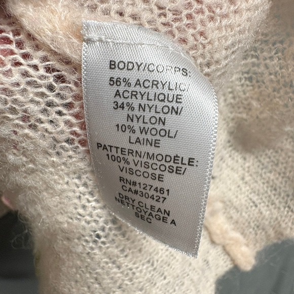 Wildfox Prairie Rose Print Open Knit Sweater M Cream Pink Long Sleeve - Picture 5 of 9